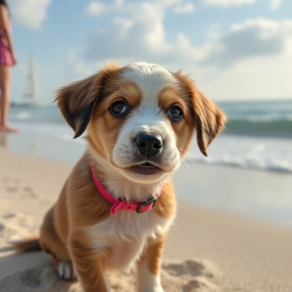 puppy at the beach