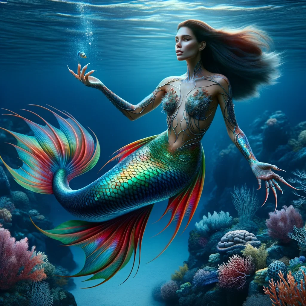 Mermaid with webbed hands